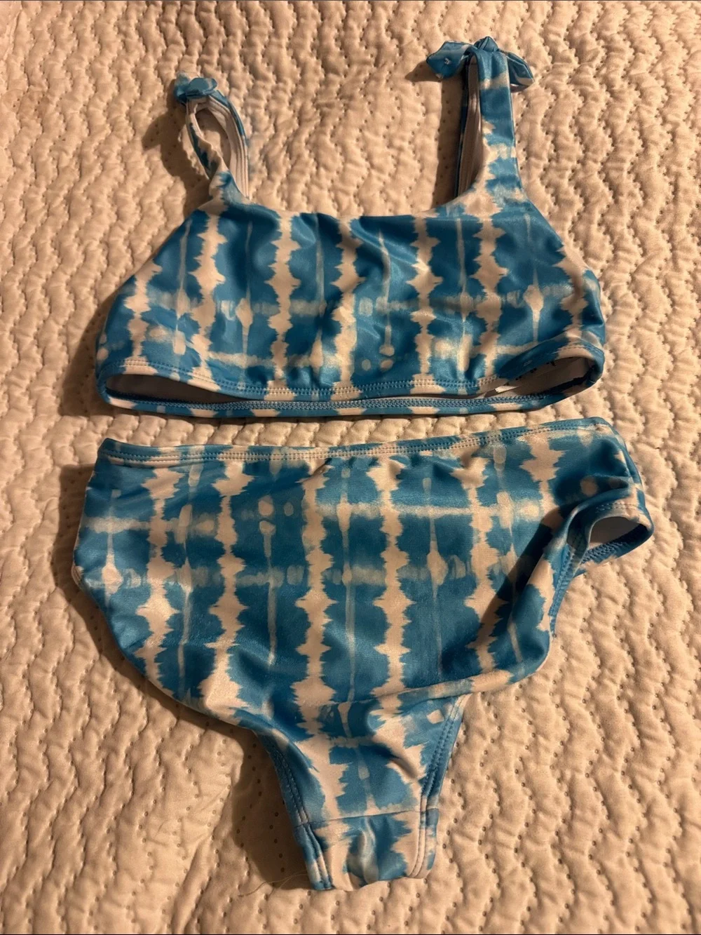 wonder nation Blue and White Tie-Dye Girls' Two-Piece Swim Set